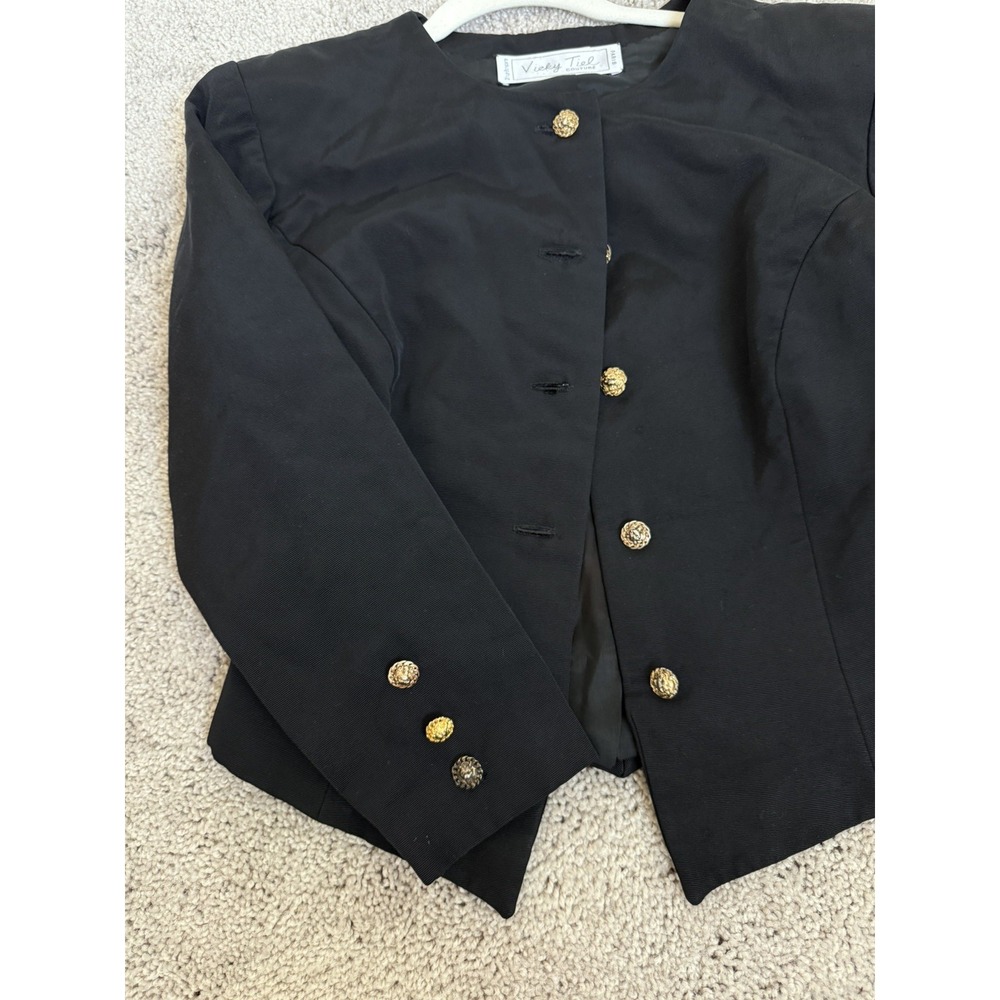 Vintage vicky tiel couture blazer Black Size Xs/s Gold Buttons‎ Elegant Paris - Picture 6 of 12